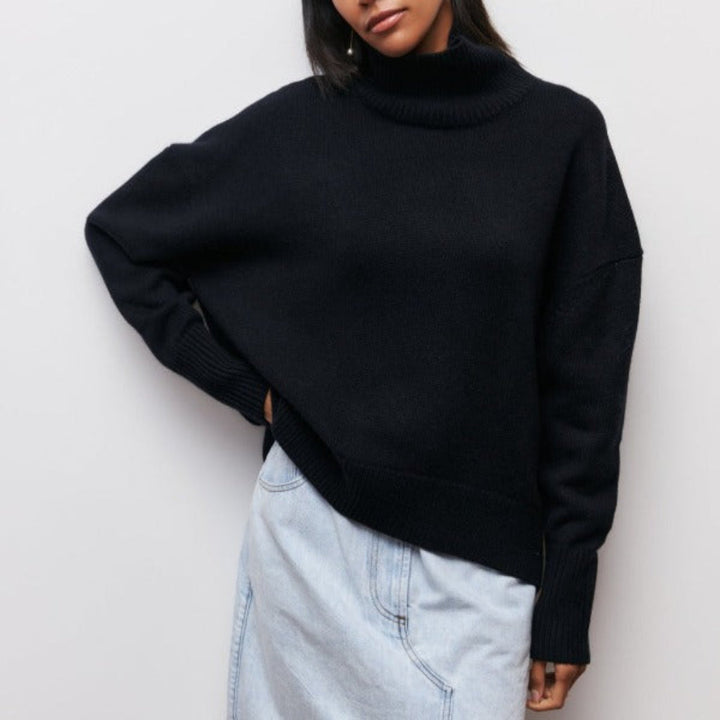 Damska bluza oversize z golfem | Luźny model z długim rękawem