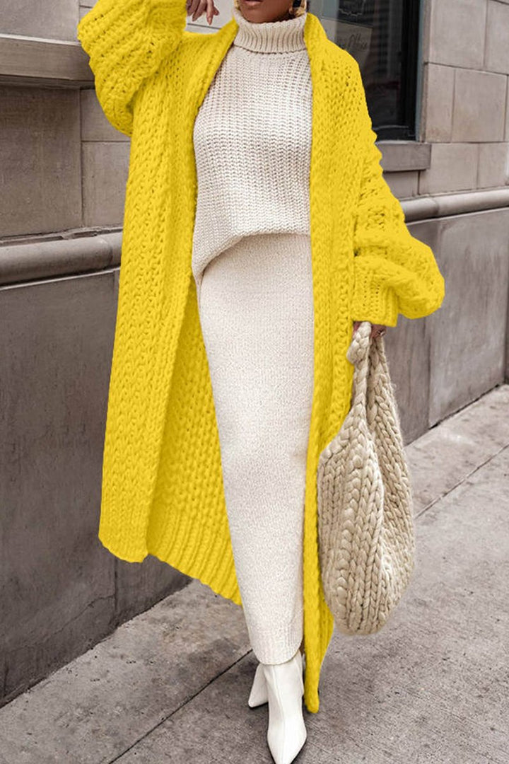 Damski Oversize Kardigan Longline z Grubej Dzianiny na Jesień i Zimę