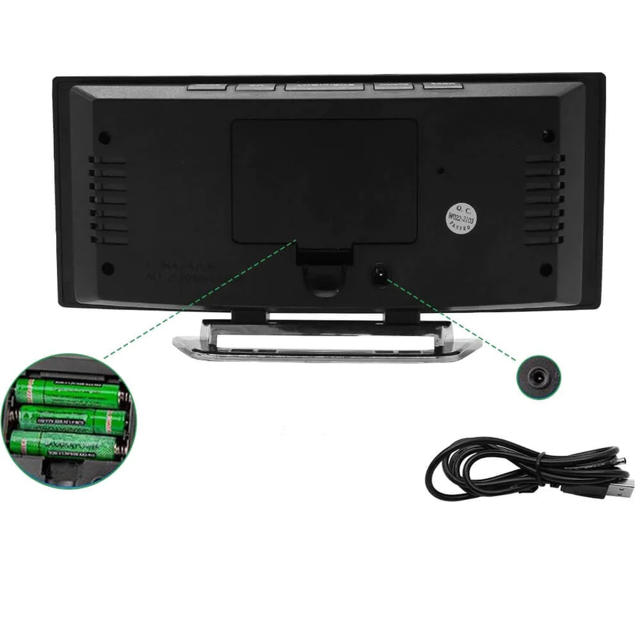 Zegar cyfrowy | Budzik LED z lustrem | Automatyczne ściemnianie bez oślepiania | CurveClock