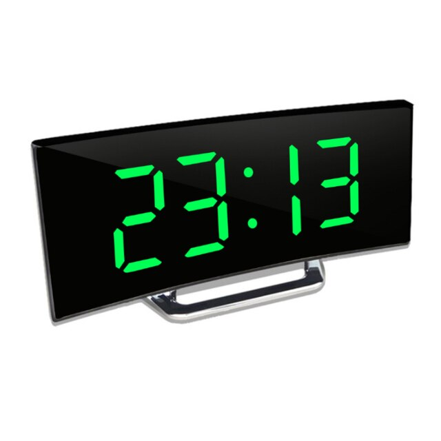 Zegar cyfrowy | Budzik LED z lustrem | Automatyczne ściemnianie bez oślepiania | CurveClock