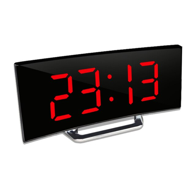 Zegar cyfrowy | Budzik LED z lustrem | Automatyczne ściemnianie bez oślepiania | CurveClock