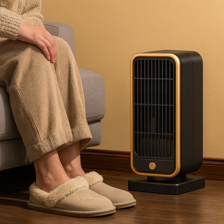 Kwadratowa grzejka ceramiczna 500W, cicha, z zabezpieczeniem przed przewróceniem