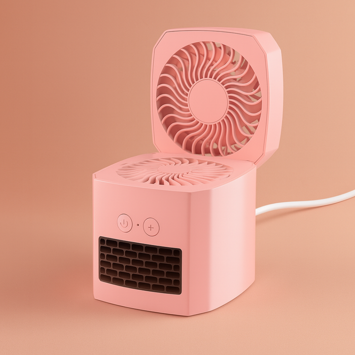 Kwadratowa mini grzejka 400W na biurko, cicha i lekka