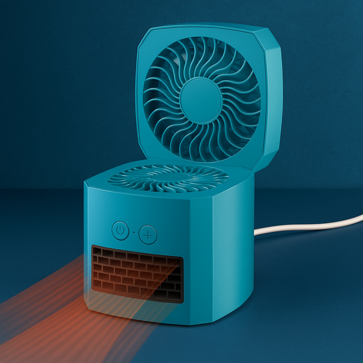 Kwadratowa mini grzejka 400W na biurko, cicha i lekka