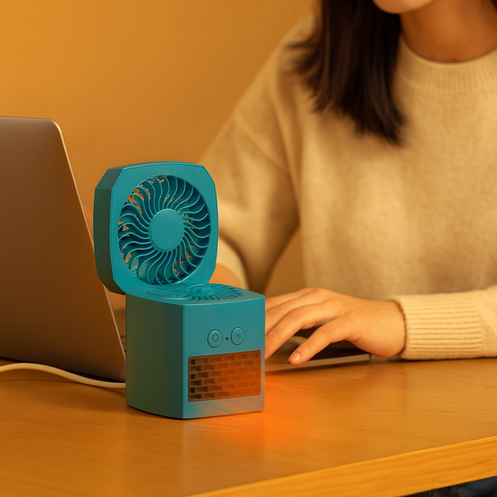 Kwadratowa mini grzejka 400W na biurko, cicha i lekka