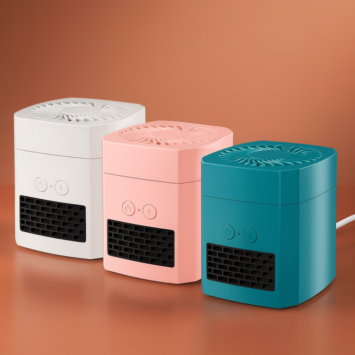 Kwadratowa mini grzejka 400W na biurko, cicha i lekka
