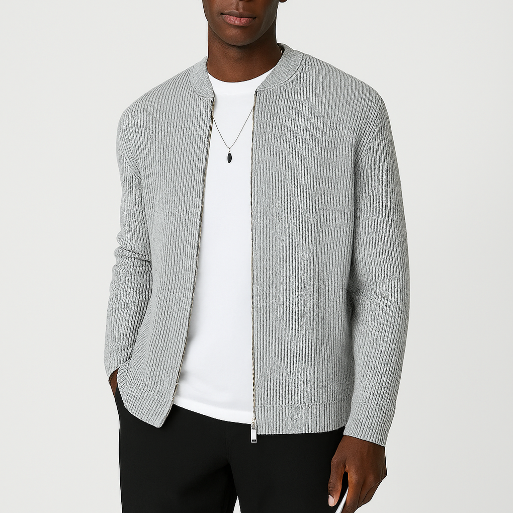 Męski Casual Zipper Knit Cardigan