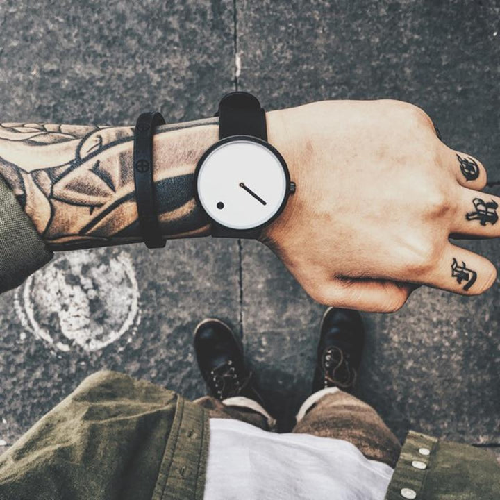 IcoolGadgets Zegarek Kwarcowy Męski Luksusowy Casualowy Czarny Zegarek Kwarcowy Japoński Zegarek Modny Designerski Prosty Męski