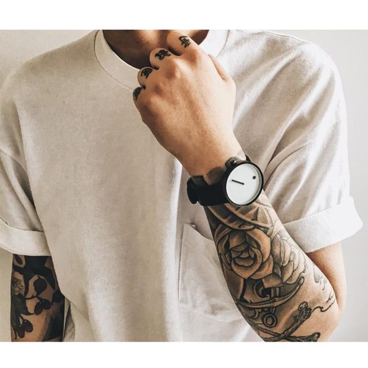 IcoolGadgets Zegarek Kwarcowy Męski Luksusowy Casualowy Czarny Zegarek Kwarcowy Japoński Zegarek Modny Designerski Prosty Męski