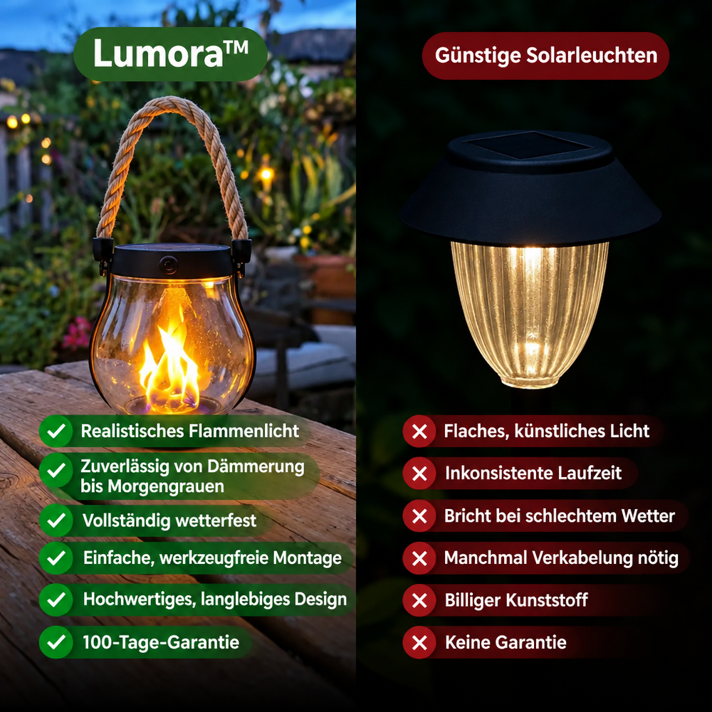 Solarna latarnia zewnętrzna z migoczącym efektem płomienia