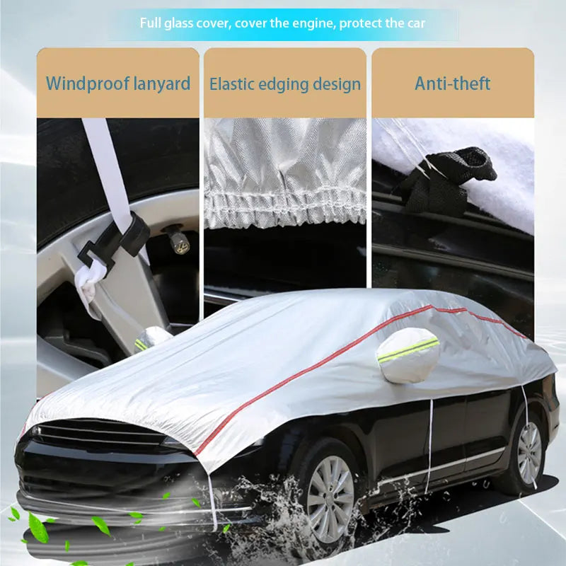 AutoVioro wodoodporny pokrowiec samochodowy | Ochrona UV i przed ciepłem | Odporny na wiatr i zabezpieczony przed kradzieżą | Tkanina Nano-Oxford