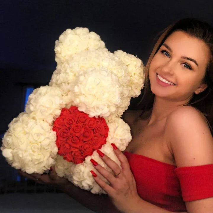 VivaBloom Romantyczny Miś z Róż | Elegancki, ręcznie wykonany miś z róż na pełne miłości chwile