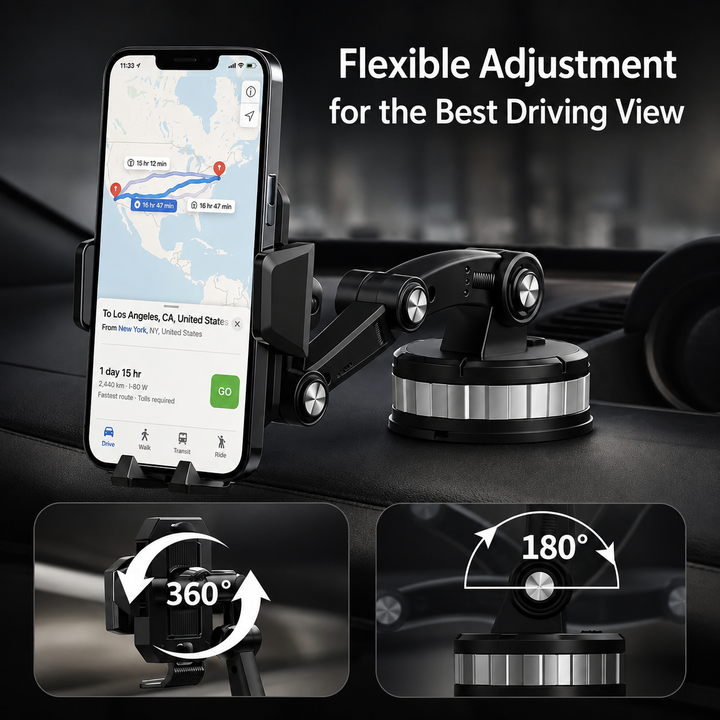 Uchwyt samochodowy na telefon | z przyssawką | obrót 360° i regulowane ramię | AutoVista