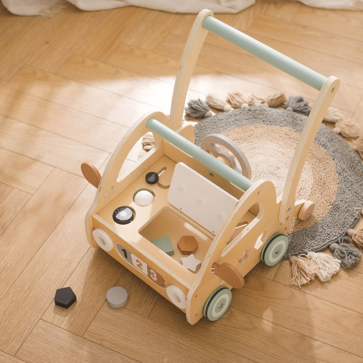 Drewniany Chodzik z Elementami Zabawek Montessori i Lusterkami