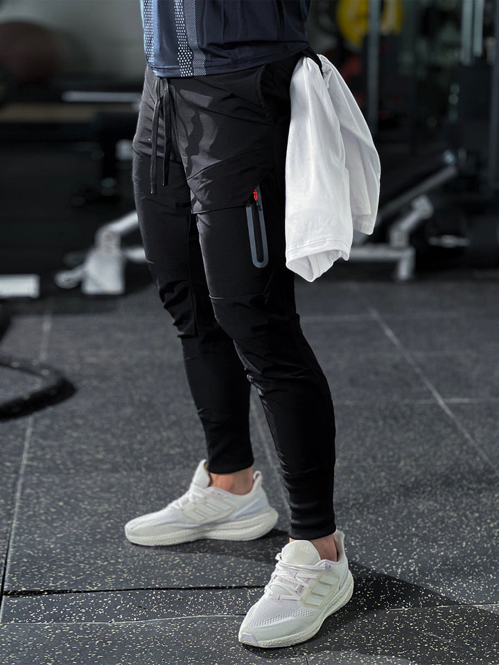 Męskie Spodnie Sportowe Stretch Elastyczny Pas Zwężane Nogawki