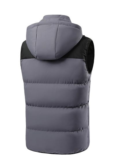 Kamizelka pikowana męska z kapturem i kontrastowymi panelami