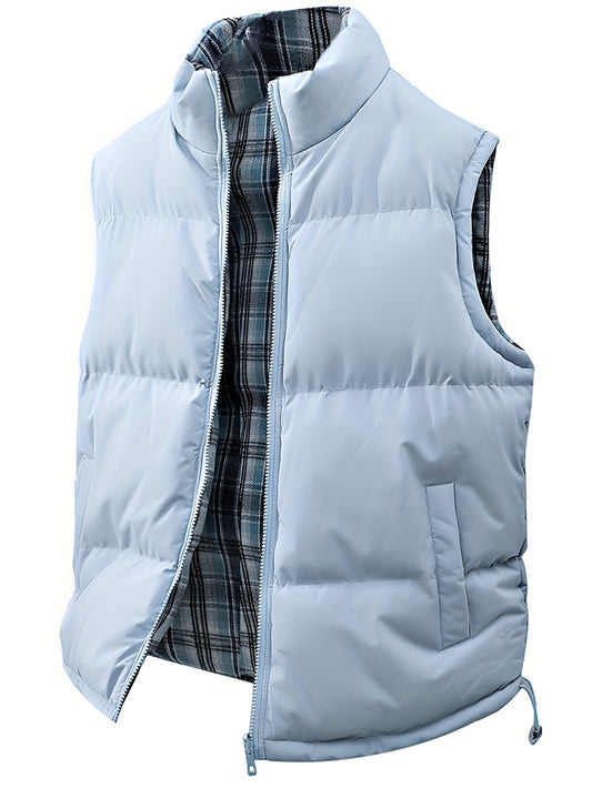 Kamizelka pikowana odwracalna męska z zamkiem błyskawicznym i kieszeniami