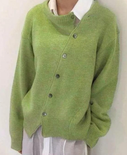 Kardigan damski z asymetryczną listwą guzikową