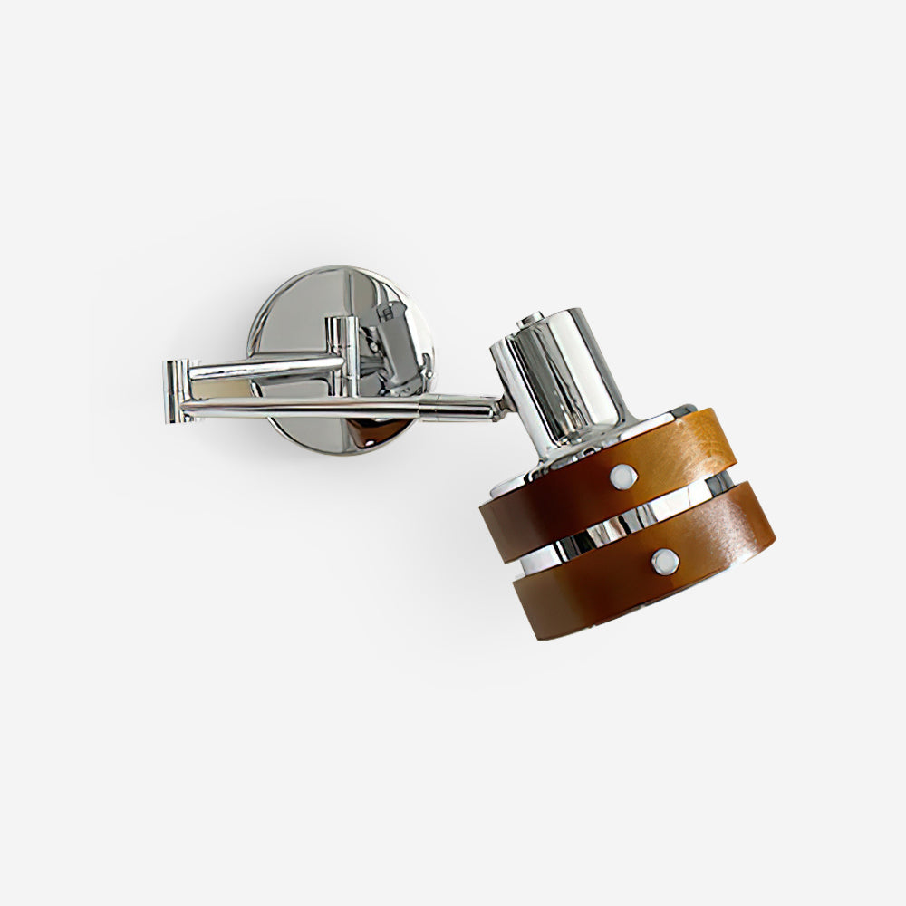 Kinkiet ścienny Flare – chrom i drewno w stylu mid-century
