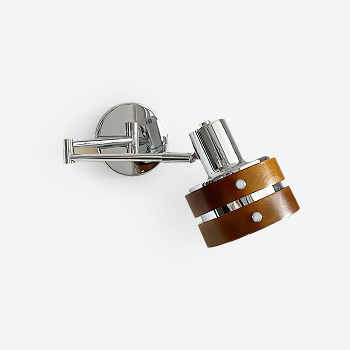 Kinkiet ścienny Flare – chrom i drewno w stylu mid-century