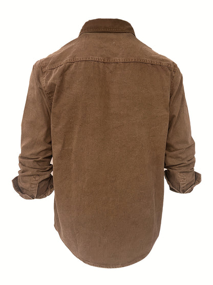 Koszula męska codzienna z kieszeniami z klapkami i miejscowymi przetarciami