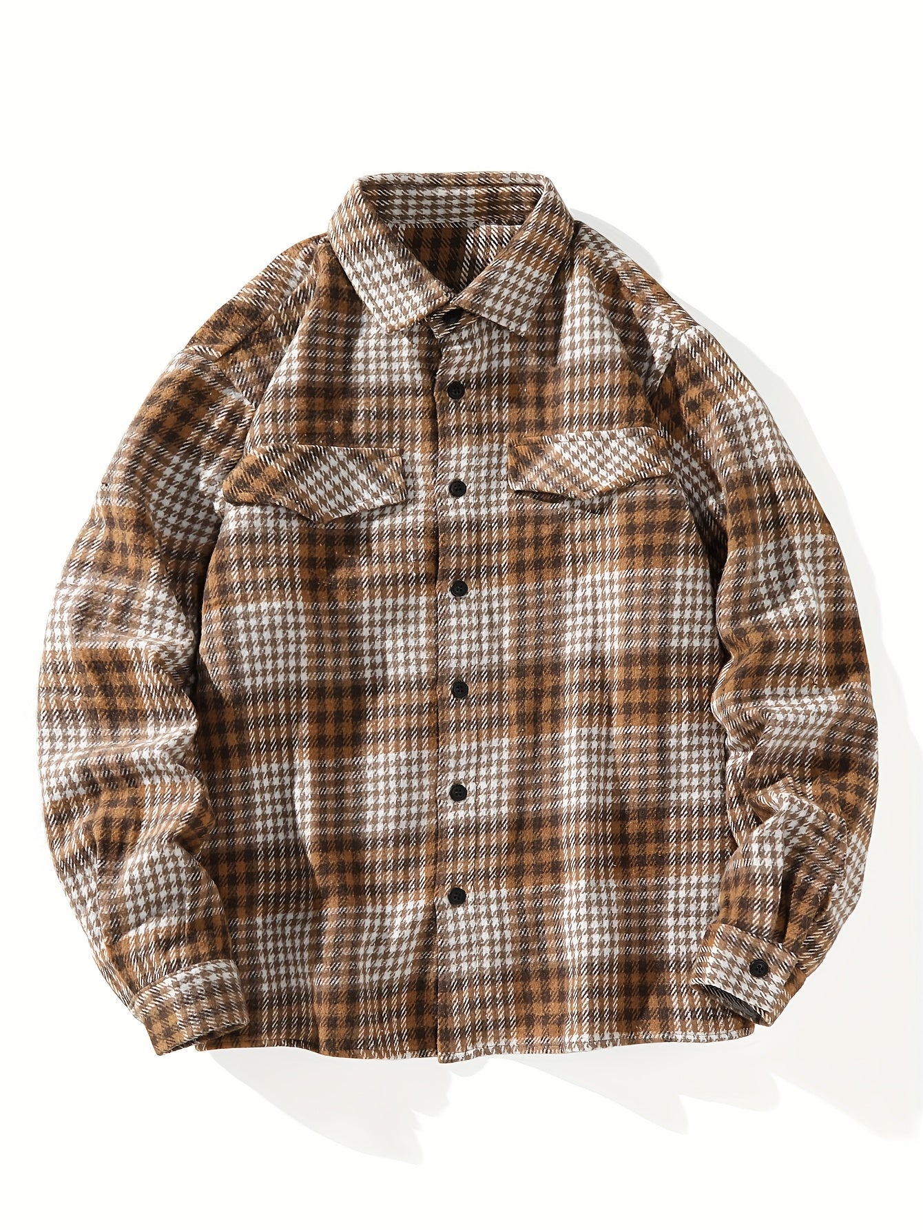 Koszula męska codzienna z kieszeniami z klapkami i wzorem w kratkę