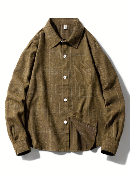 Koszula męska codzienna z kołnierzem i kieszenią na piersi