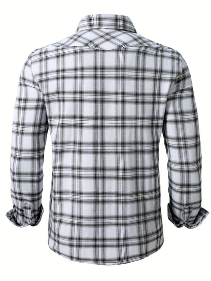 Koszula męska codzienna z kołnierzem klasycznym i wzorem w kratkę
