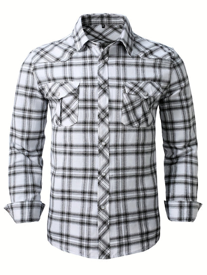 Koszula męska codzienna z kołnierzem klasycznym i wzorem w kratkę