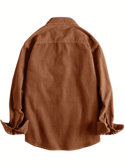 Koszula męska codzienna z prążkowaną tkaniną i kieszenią na piersi