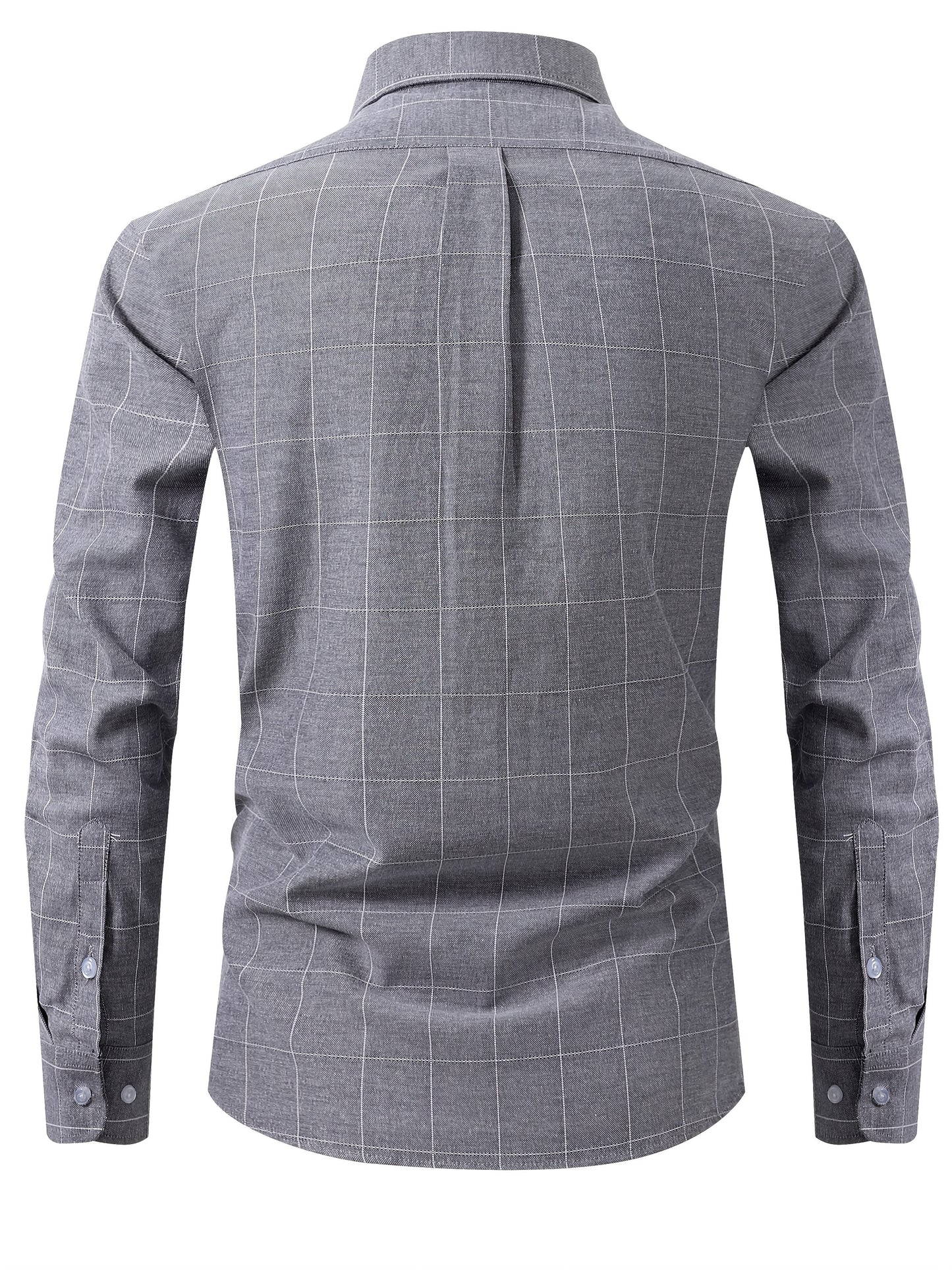 Koszula męska formalna z kołnierzem zapinanym na guziki i wzorem w kratkę