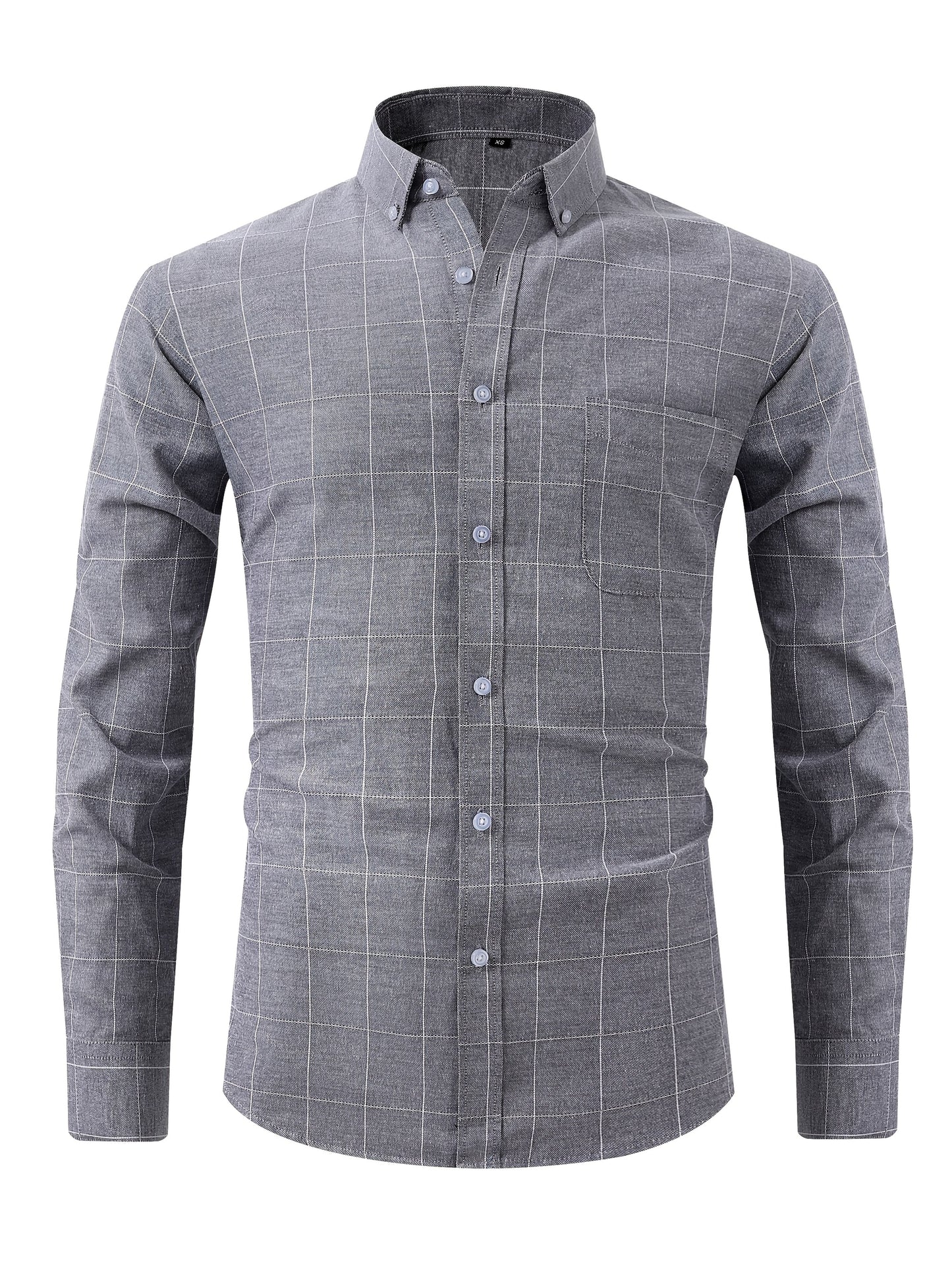 Koszula męska formalna z kołnierzem zapinanym na guziki i wzorem w kratkę