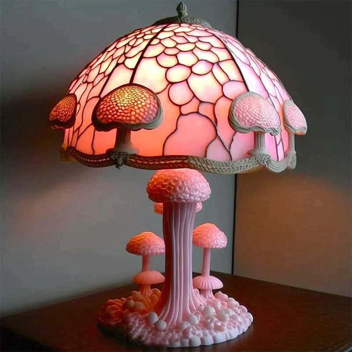Artystyczna lampa stołowa Lumavera | witrażowy klosz | ciepłe światło LED