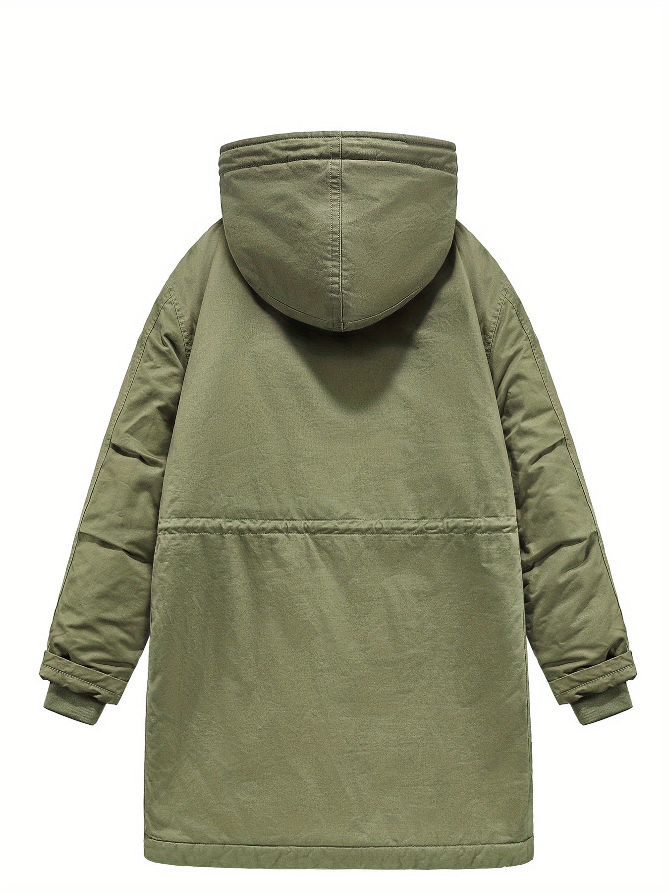 Kurtka męska parka z kapturem z podszewką z krótkim włosiem i listwą na napy
