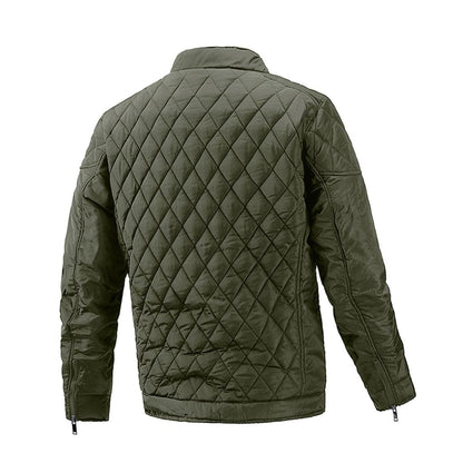 Kurtka męska przejściowa z pikowaniem w romby i kołnierzem z paskiem