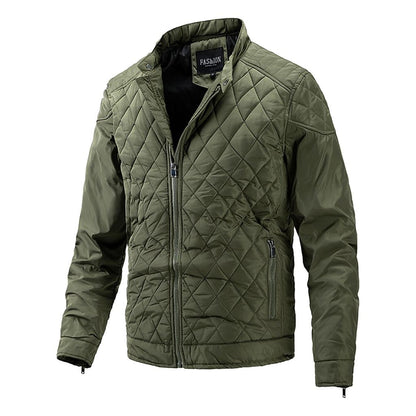 Kurtka męska przejściowa z pikowaniem w romby i kołnierzem z paskiem