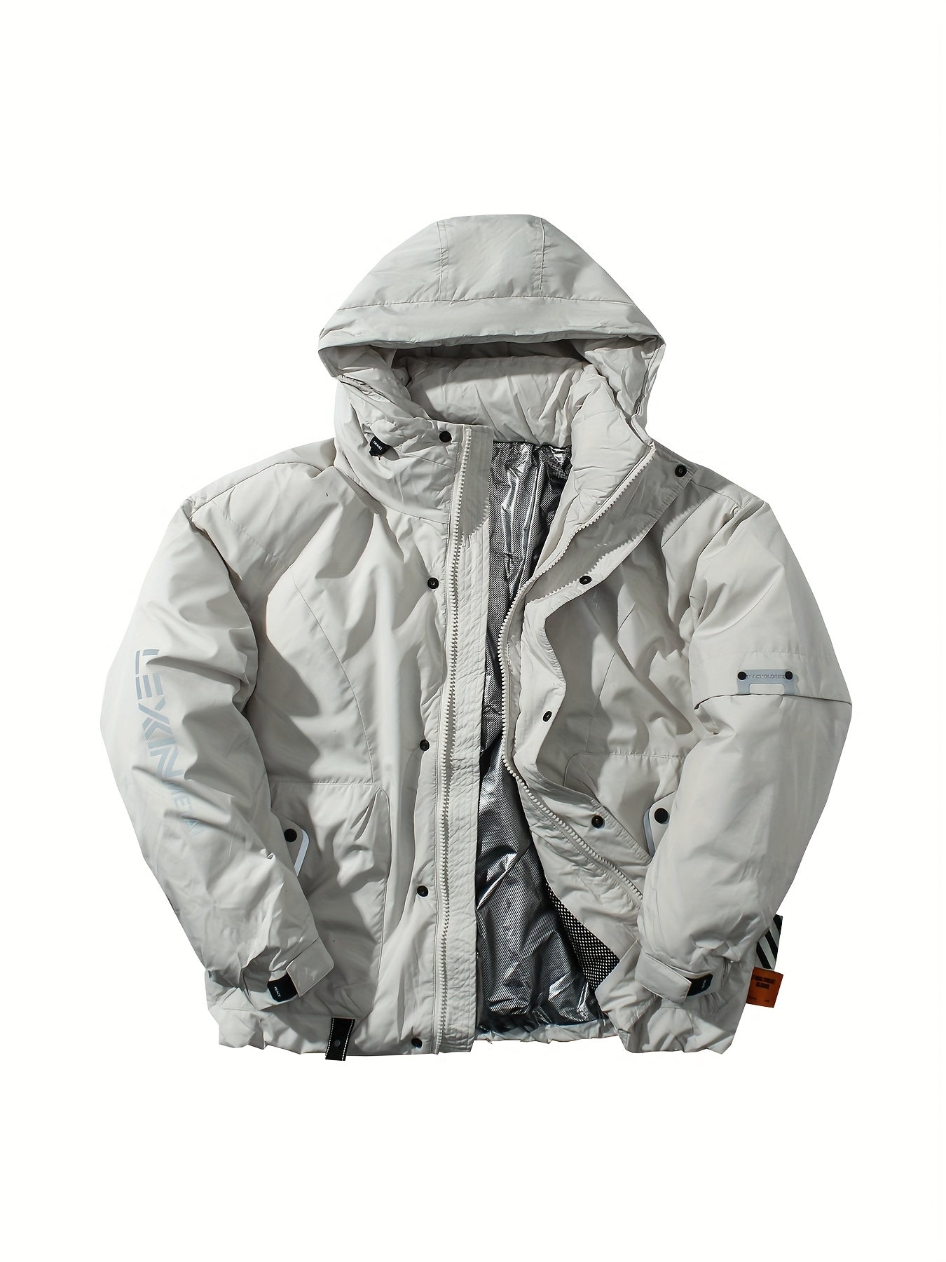 Kurtka męska zimowa z kapturem z podwójnym zapięciem i kieszeniami z patkami