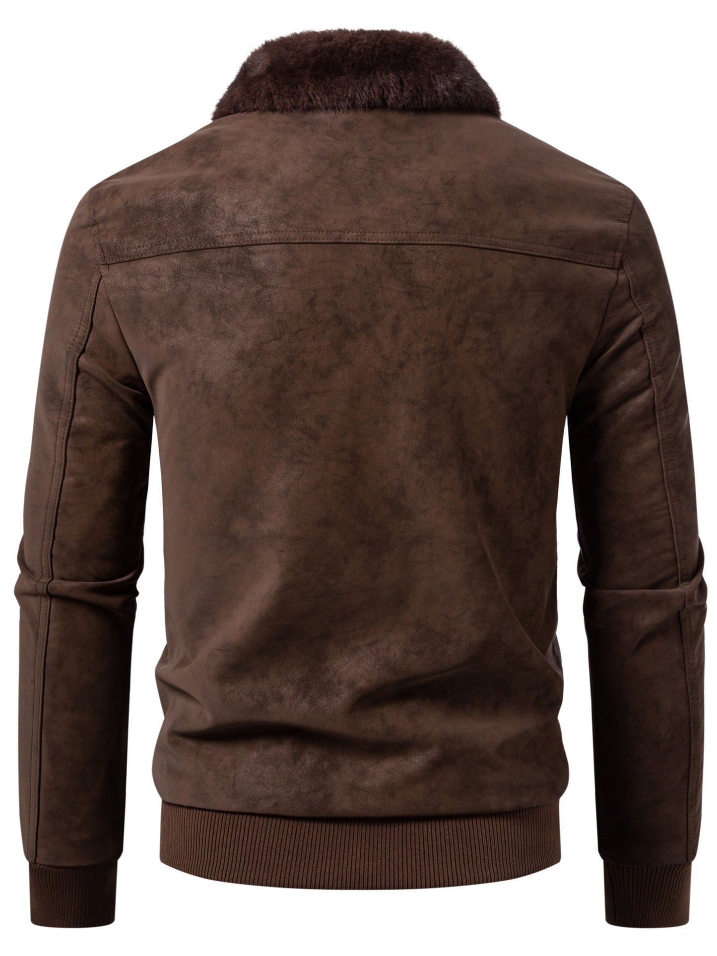 Kurtka męska zimowa z kołnierzem z krótkim włosiem i kieszeniami z klapami