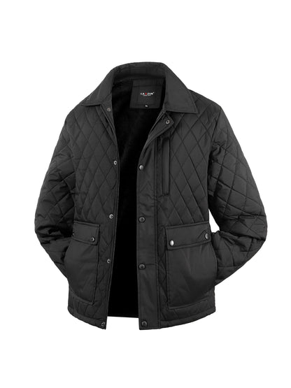 Kurtka męska zimowa z pikowaniem w romby listwą na napy i kieszeniami z klapami