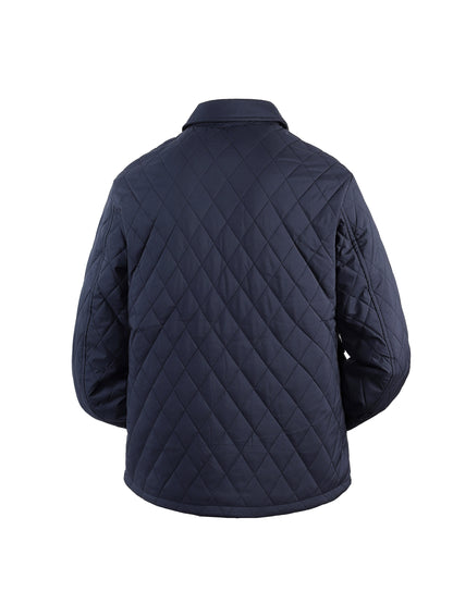 Kurtka męska zimowa z pikowaniem w romby listwą na napy i kieszeniami z klapami