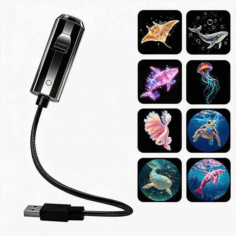 Projektor gwiazd lampka nocna z 10 wymiennymi foliami, zasilany USB