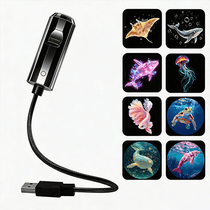 Projektor gwiazd lampka nocna z 10 wymiennymi foliami, zasilany USB