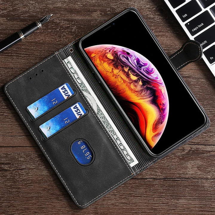 LuxurCase | Magnetyczne Etui ze Skóry na iPhone'a z Portfelem na Karty
