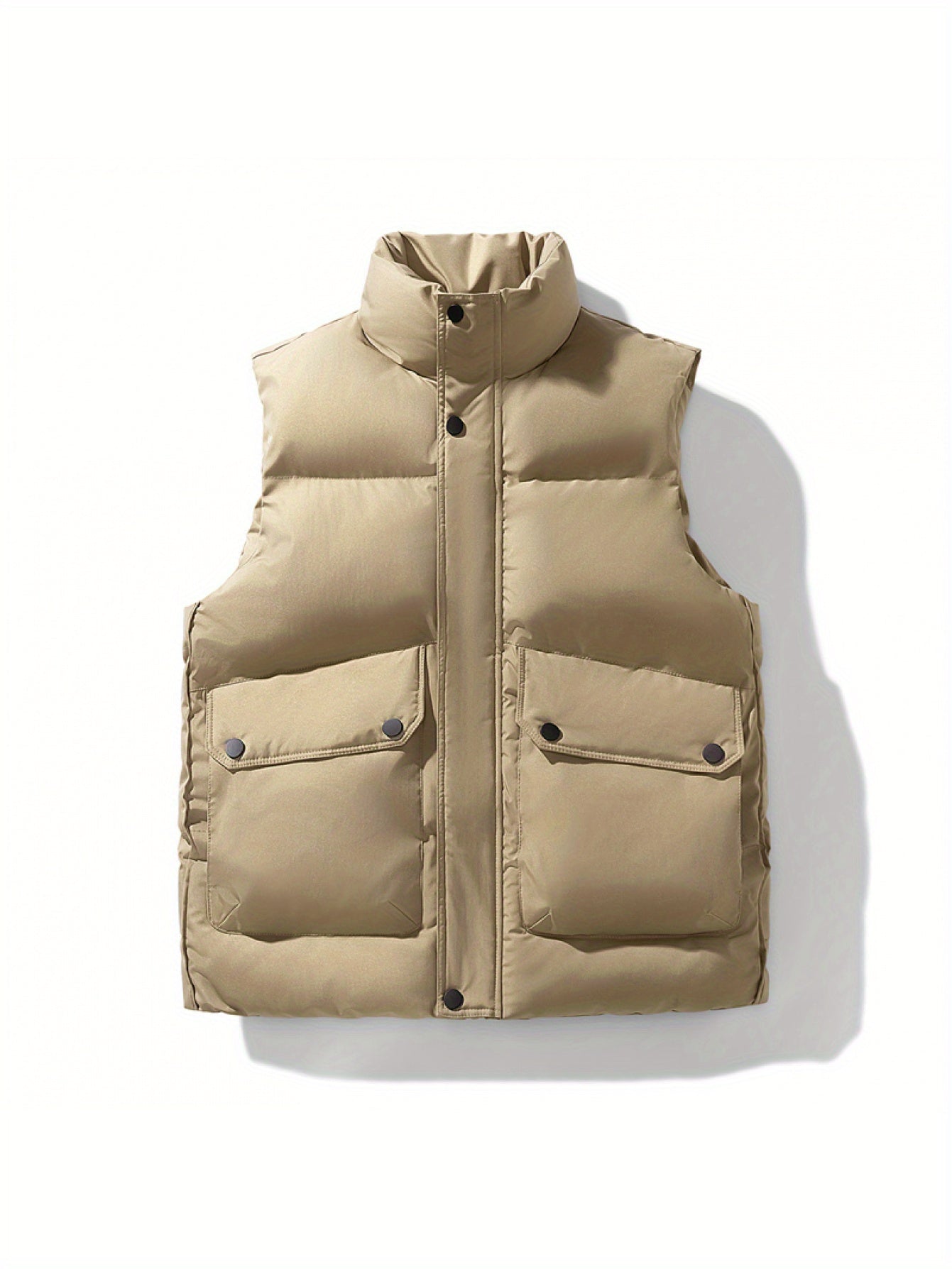 Męska kamizelka pikowana z wysoką stójką i dużymi frontowymi kieszeniami