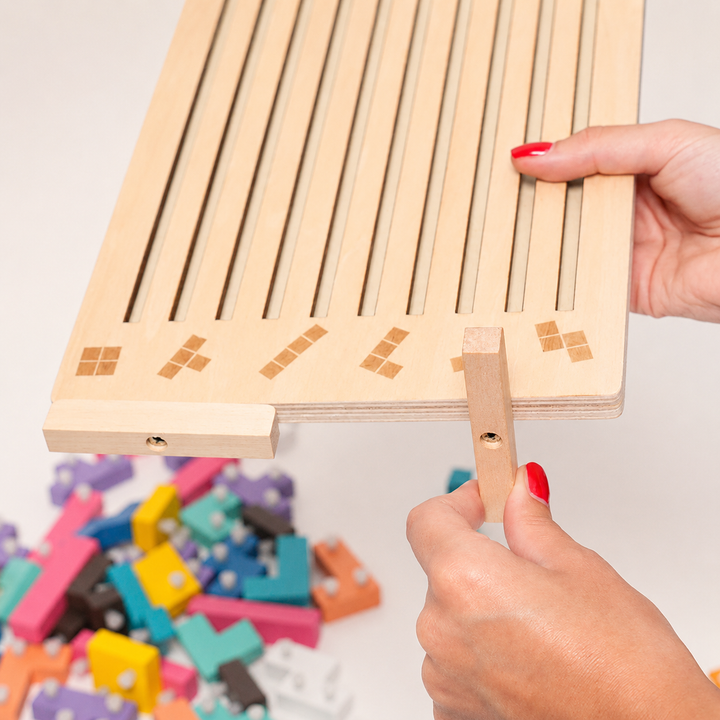 Drewniane puzzle układanka Tetris Montessori – zabawka edukacyjna
