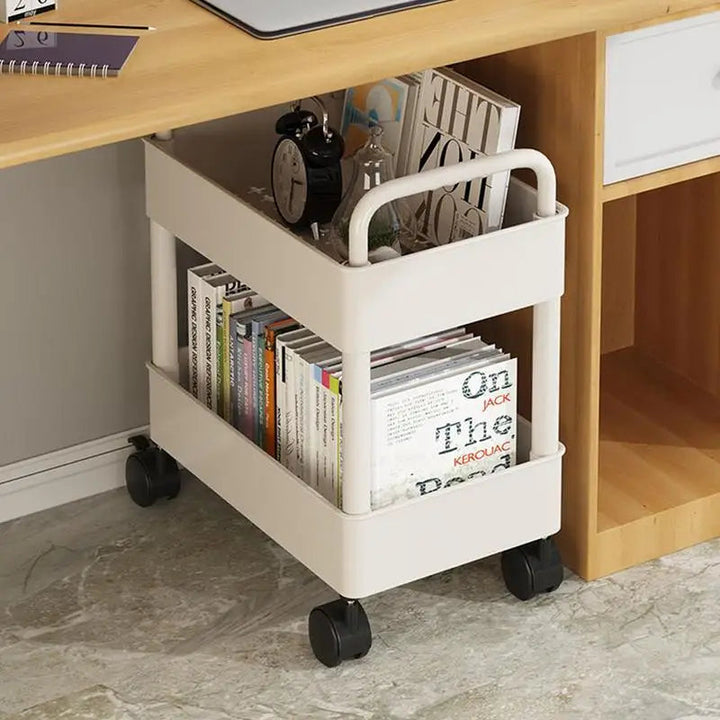 BookRacer – mobilny wózek na książki z 2 półkami