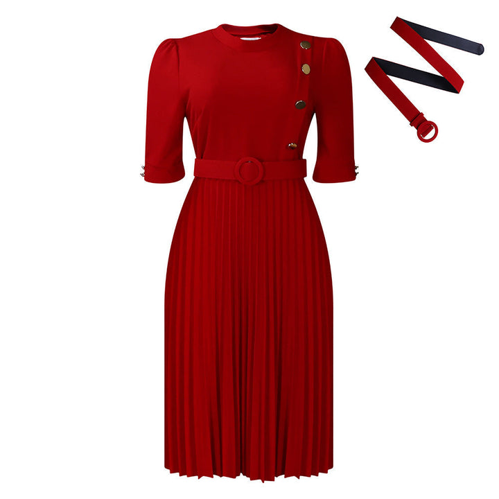 Pleated Bezwysiłkowa Sukienka V Neck