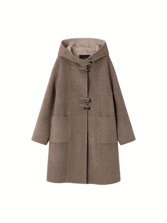 Płaszcz damski z pętlowymi zapięciami i dużymi kieszeniami