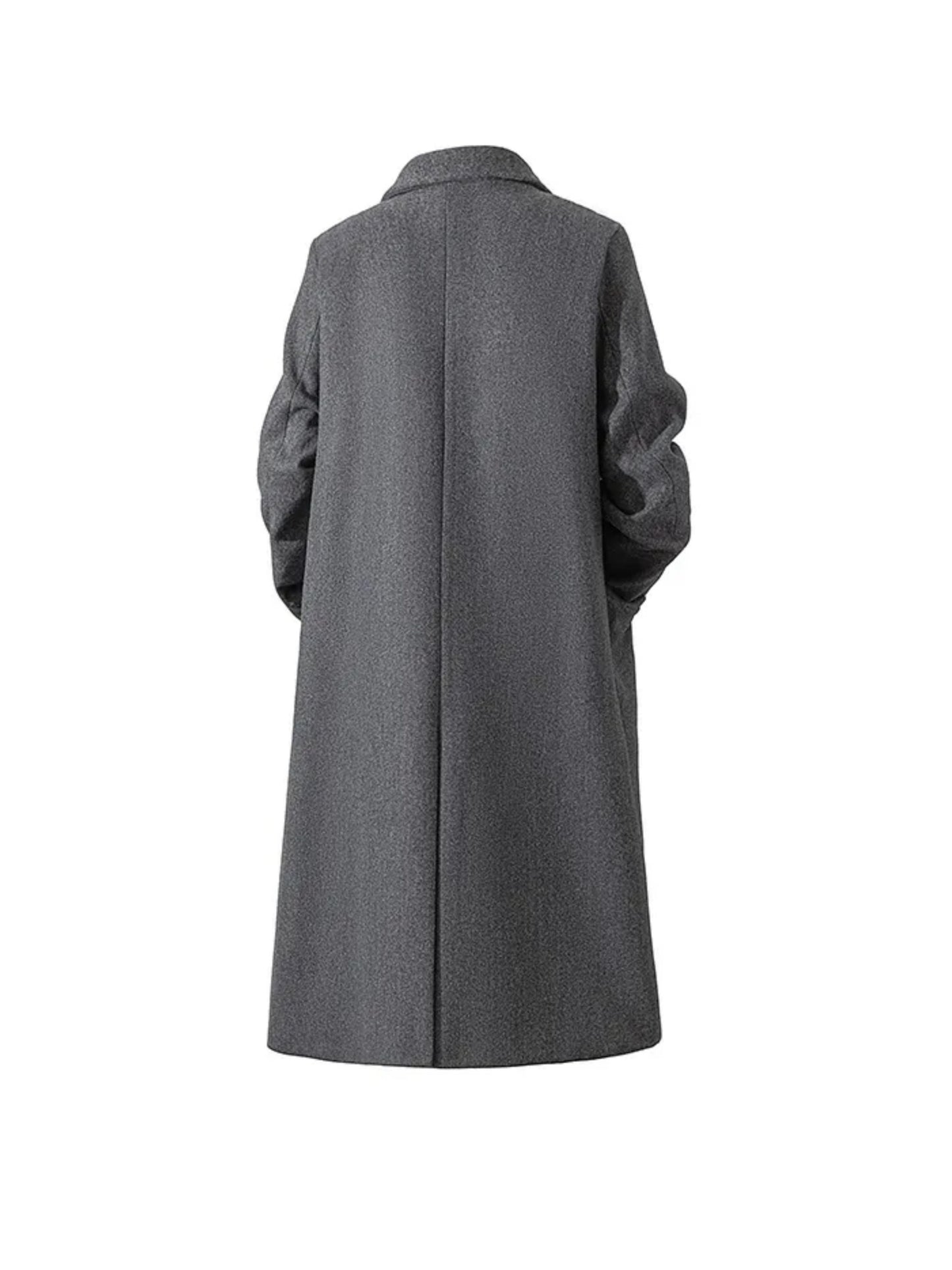 Płaszcz męski dwurzędowy z kołnierzem klasycznym i bocznymi kieszeniami