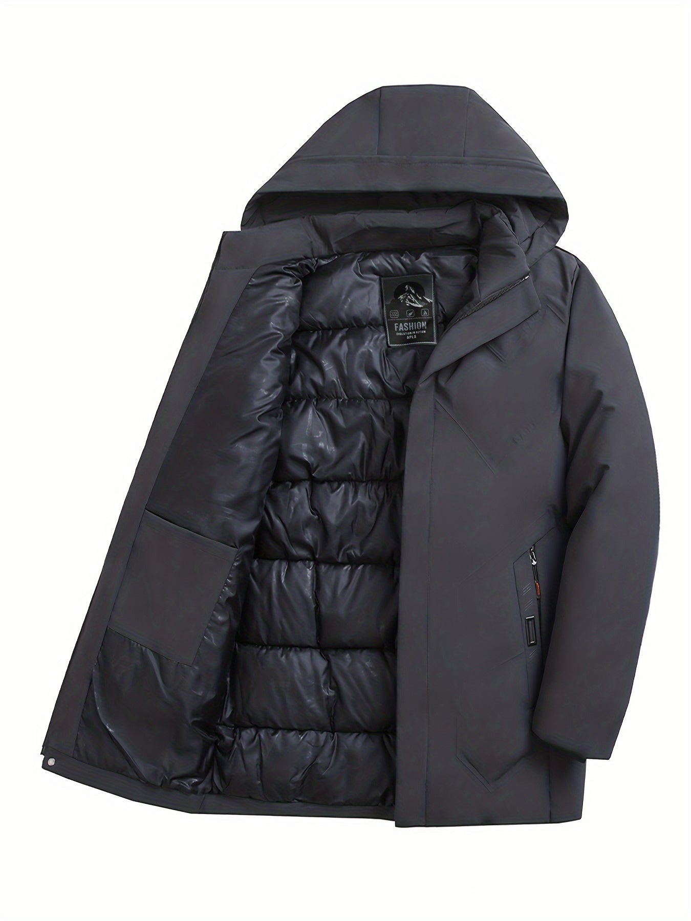 Płaszcz męski pikowany z ukośnymi przeszyciami i wewnętrznym panelem